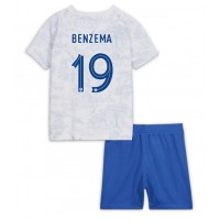 Dječji Nogometni Dres Francuska Karim Benzema #19 Gostujuci SP 2022 Kratak Rukav (+ Kratke hlače)
